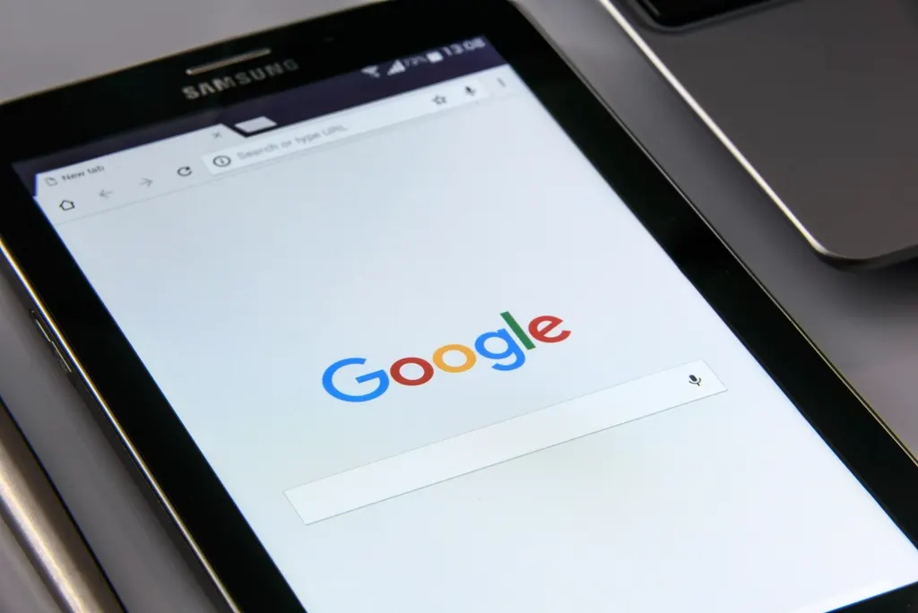 Google search on a tablet screen